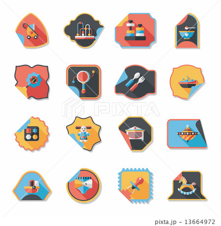 baby sticker banner design flat background set, eps10 13664972