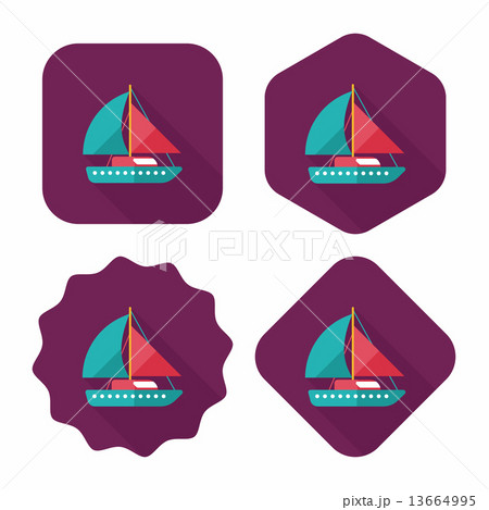 Sailboat flat icon with long shadow 13664995
