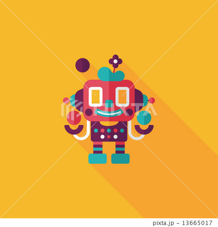 robot concept flat icon with long shadow,eps10 13665017