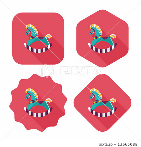 horse toy flat icon with long shadow,eps10 13665088