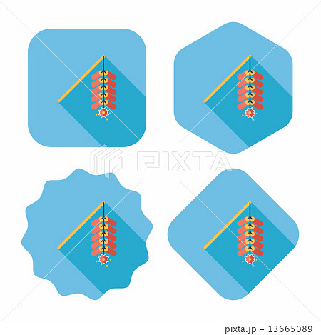 " Wish spring comes" Chinese firecrackers flat icon, eps10 13665089