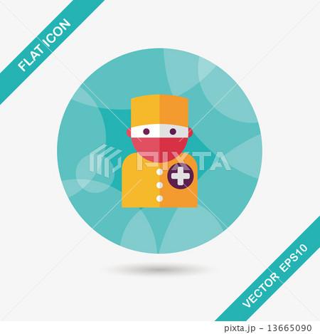 medical people with stethoscopes flat icon with long shadow, eps 13665090