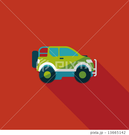 Transportation Sports Utility Vehicle flat icon with long shadow 13665142