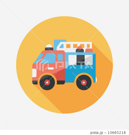 Transportation Fire truck flat icon with long shadow,eps10 Transportation Fire truck flat icon with long shadow,eps10 13665218