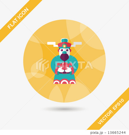 Chinese New Year flat icon with long shadow,eps10, God of wealth 13665244