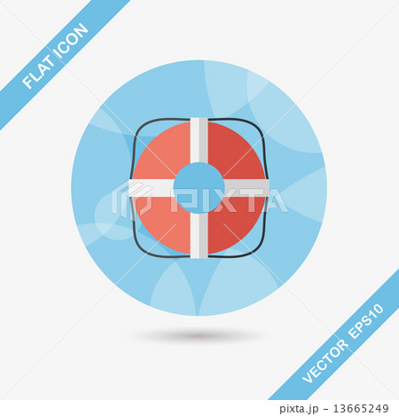 Lifebuoy flat icon with long shadow,eps10 13665249
