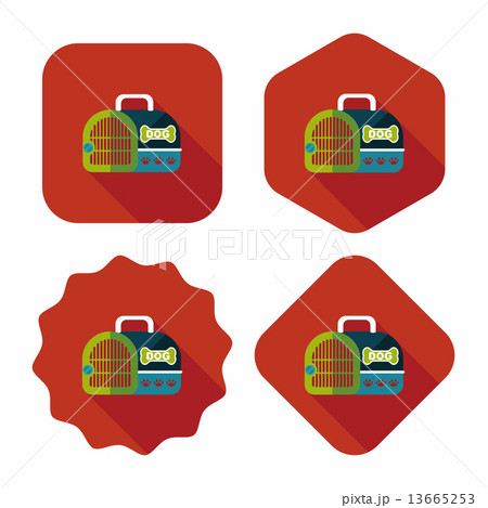 Pet dog travel cage flat icon with long shadow,eps10 13665253