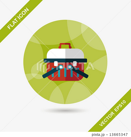 Pet dog travel cage flat icon with long shadow,eps10 13665347