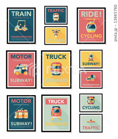 Transportation poster flat design background set, eps10 13665760