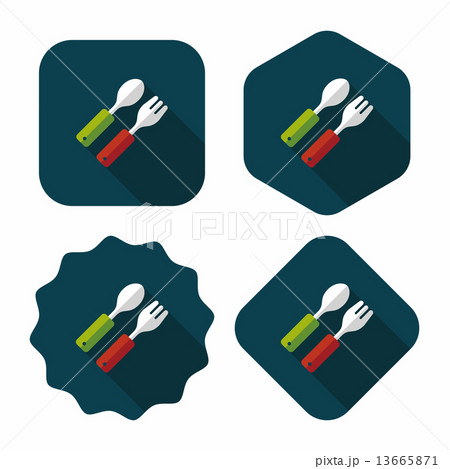 dishware and cutlery flat icon with long shadow,eps10 13665871