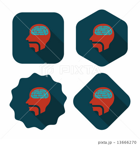 brain flat icon with long shadow brain flat icon with long shadow 13666270