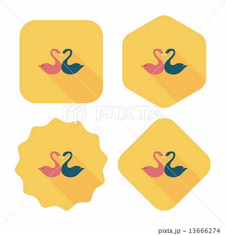 Valentine's Day lover swan flat icon with long shadow,eps10 Valentine's Day lover swan flat icon with long shadow,eps10 13666274