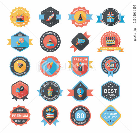 Birthday badge banner design flat background set, eps10 Birthday badge banner design flat background set, eps10 13666584