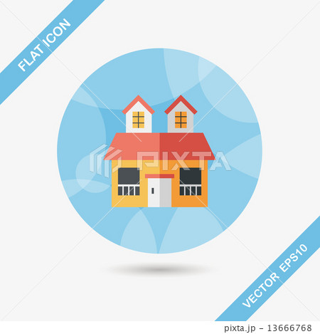 Building flat icon with long shadow,eps10 13666768