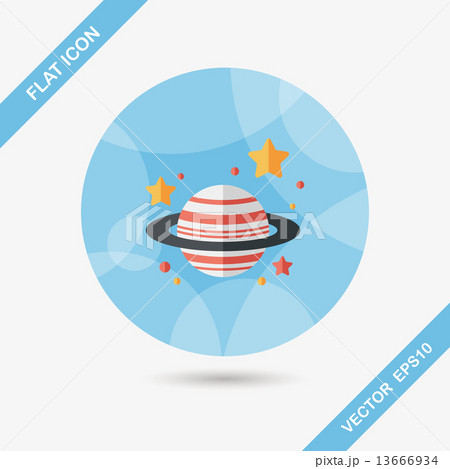 Space planet flat icon with long shadow,eps10 13666934