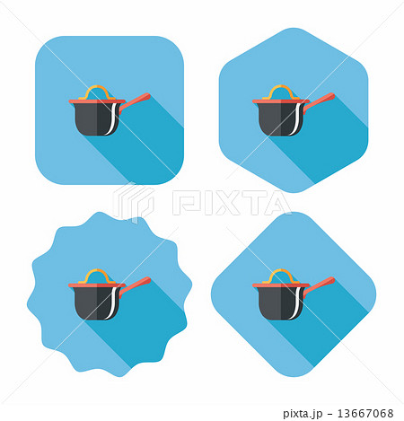 kitchenware pot flat icon with long shadow,eps10 kitchenware pot flat icon with long shadow,eps10 13667068