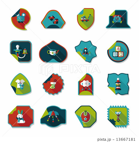 baby sticker banner design flat background set, eps10 baby sticker banner design flat background set, eps10 13667181