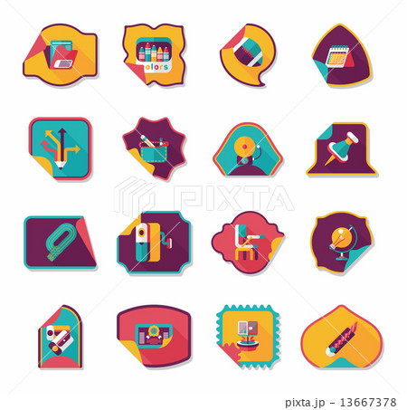 school sticker flat banner background set, eps10 13667378