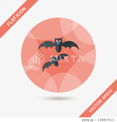 Halloween bat flat icon with long shadow,eps10 13667411