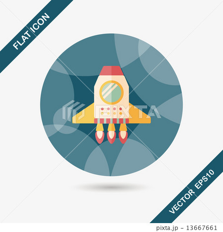 Spaceship flat icon with long shadow,eps10 13667661