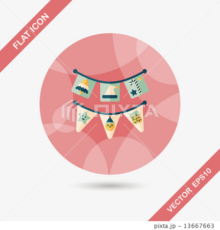 Christmas flags flat icon with long shadow,eps10 13667663