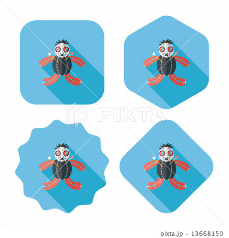 Halloween voodoo doll flat icon with long shadow,eps10 13668150
