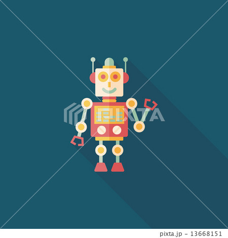 robot concept flat icon with long shadow,eps10 13668151