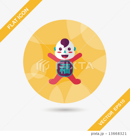 Chinese New Year flat icon with long shadow,eps10, Maitreya doll 13668321