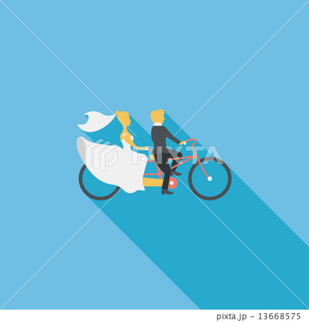 wedding couple flat icon with long shadow,eps10 13668575