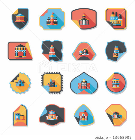 Building sticker flat design background set, eps10 13668905