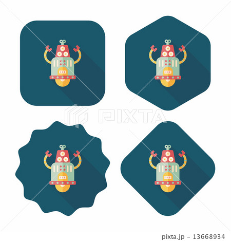 robot concept flat icon with long shadow,eps10 13668934