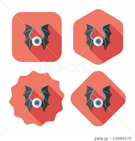 eye with bat wings flat icon with long shadow,eps10 13669275