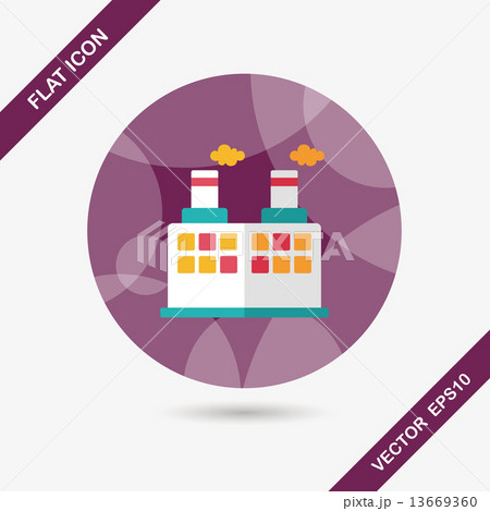 Building factory flat icon with long shadow,eps10 13669360