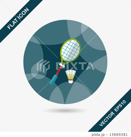 badminton racket and ball flat icon with long shadow,eps10 13669381