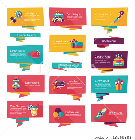 Birthday flat banner background set, eps10 Birthday flat banner background set, eps10 13669382