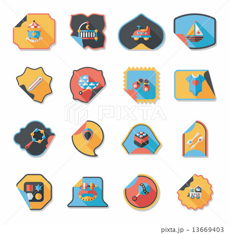 baby sticker banner design flat background set, eps10 baby sticker banner design flat background set, eps10 13669403