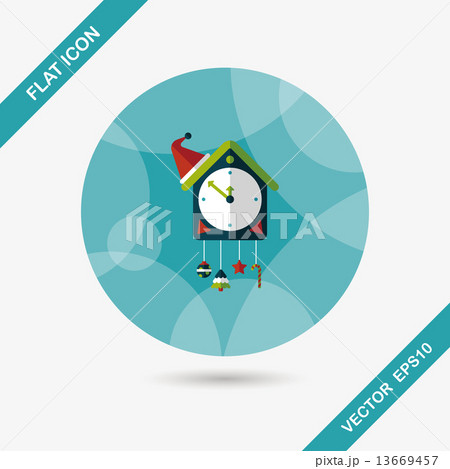 Cuckoo clock flat icon with long shadow,eps10 13669457