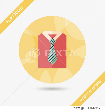business shirt and tie flat icon with long shadow,eps10 13669478