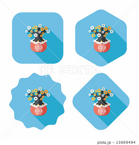 Chinese New Year flat icon with long shadow,eps10, Chinese decor Chinese New Year flat icon with long shadow,eps10, Chinese decor 13669494