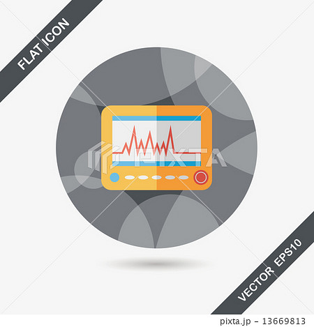monitor in the ICU flat icon with long shadow,eps10 13669813
