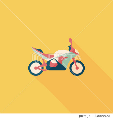 Transportation motorcycle flat icon with long shadow,eps10 13669928