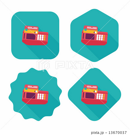 Shopping credit card machine flat icon with long shadow,eps10 Shopping credit card machine flat icon with long shadow,eps10 13670037