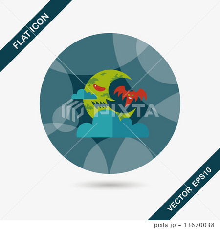 Halloween moon flat icon with long shadow,eps10 Halloween moon flat icon with long shadow,eps10 13670038