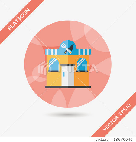 Building restaurant flat icon with long shadow,eps10 Building restaurant flat icon with long shadow,eps10 13670040