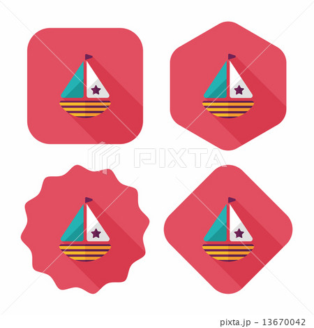 Sailboat flat icon with long shadow,eps10 13670042