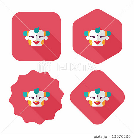 Chinese New Year flat icon with long shadow,eps10, Maitreya doll 13670236