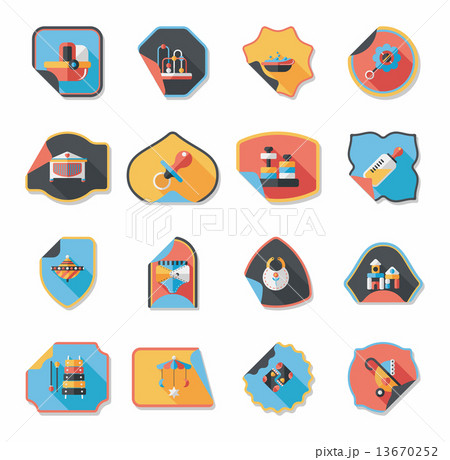 baby sticker banner design flat background set, eps10 13670252