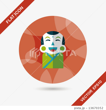Chinese New Year flat icon with long shadow,eps10, Maitreya doll 13670352