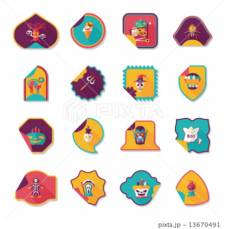 Halloween sticker banner flat background set, eps10 Halloween sticker banner flat background set, eps10 13670491
