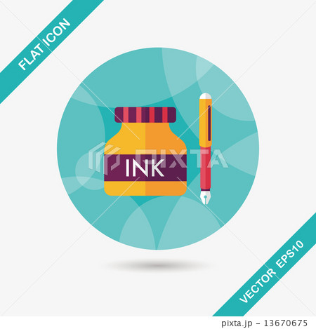 pen and ink bottle flat icon with long shadow,eps10 13670675